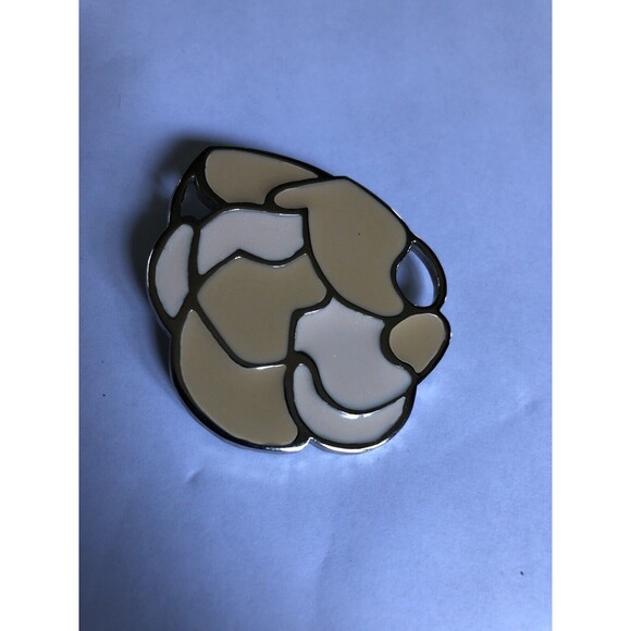 Vintage Kelly Waters Enamel Abstract Art Pin/Pendant Silvertone Beige Toned - Picture 2 of 5